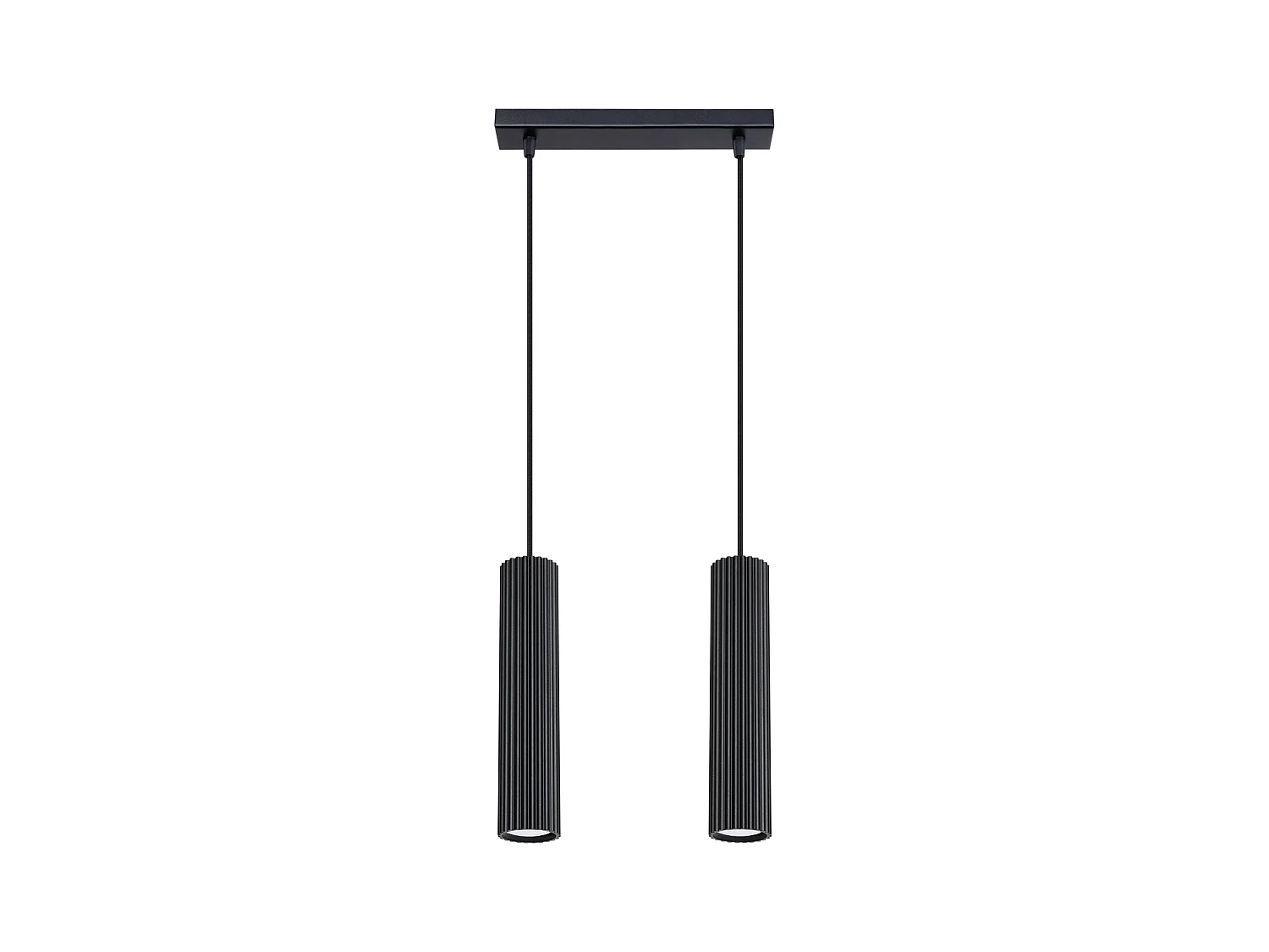 Hanglamp Gloow minimalistisch van  - 2 lichtbronnen 3000K - L.30 x H.90 cm - zwart