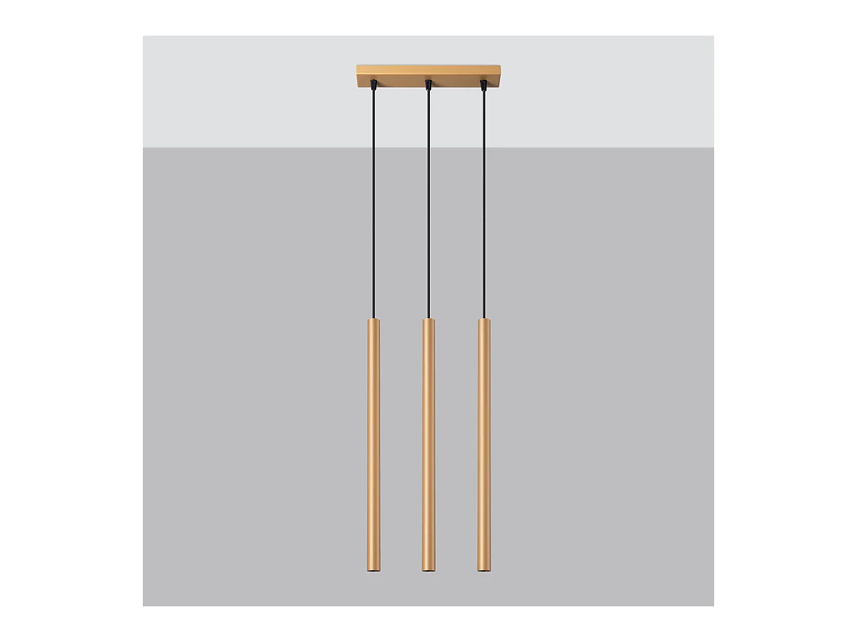 Lampade a sospensione Brill moderno di acciaio - 3 sorgenti luminose 3000K - L.30 x A.115 cm - d'oro