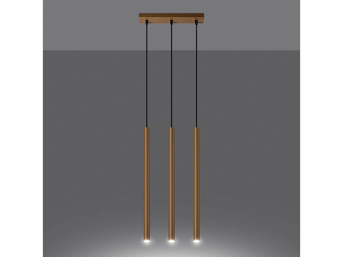 Lampes suspendues Brill moderne en acier - 3 sources lumineuses 3000K - L.30 x H.115 cm - doré