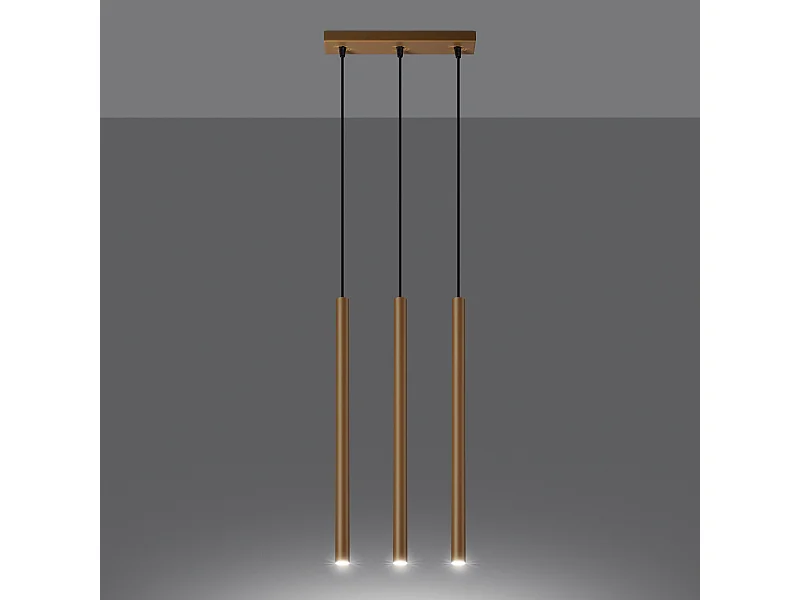 Lampes suspendues Brill moderne en acier - 3 sources lumineuses 3000K - L.30 x H.115 cm - doré