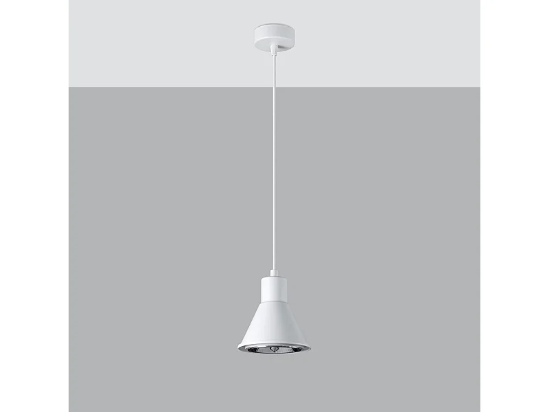 Lampade a sospensione Zylata moderno di acciaio - 1 sorgenti luminose 4000K - L.14 x A.120 cm - bianco