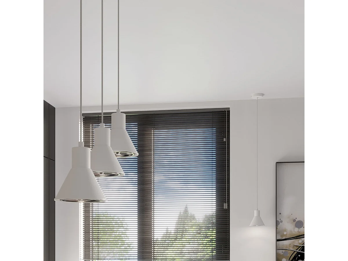 Lampes suspendues Zylata moderne en acier - 1 sources lumineuses 4000K - L.14 x H.120 cm - blanc