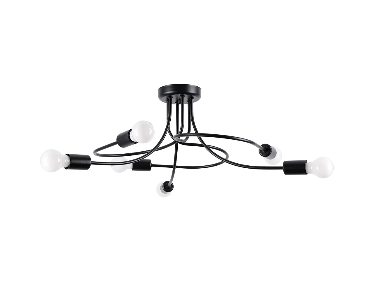 Lustres Varilex industrial, aço - 6 fontes de luz 4000K - L.69 x H.29 cm - preto