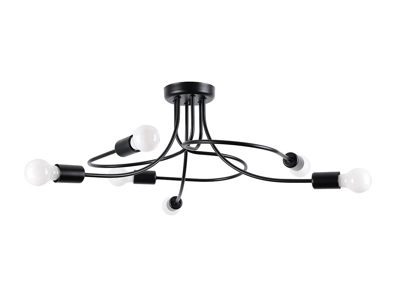 Lustres Varilex industriel en acier - 6 sources lumineuses 4000K - L.69 x H.29 cm - noir