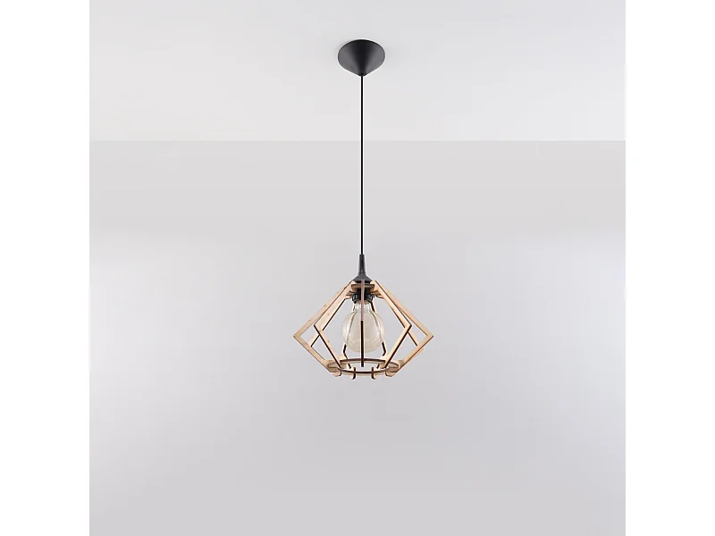 Lampy wiszące skandynawski Citrubloom, drewno - 1 źródło światła 4000K - L.27.5 x H.90 cm - naturalne drewno