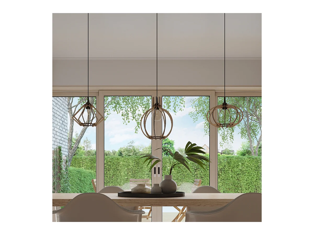 Lampy wiszące skandynawski Citrubloom, drewno - 1 źródło światła 4000K - L.27.5 x H.90 cm - naturalne drewno