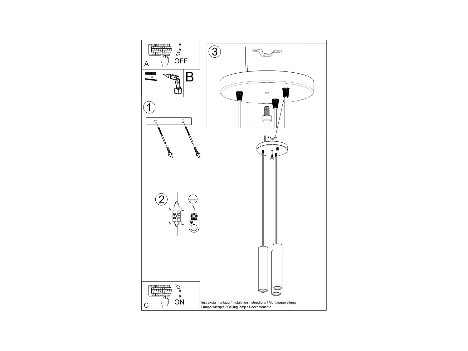 Lampy wiszące skandynawski Silno, drewno - 3 źródło światła 4000K - L.20 x H.100 cm - naturalne drewno