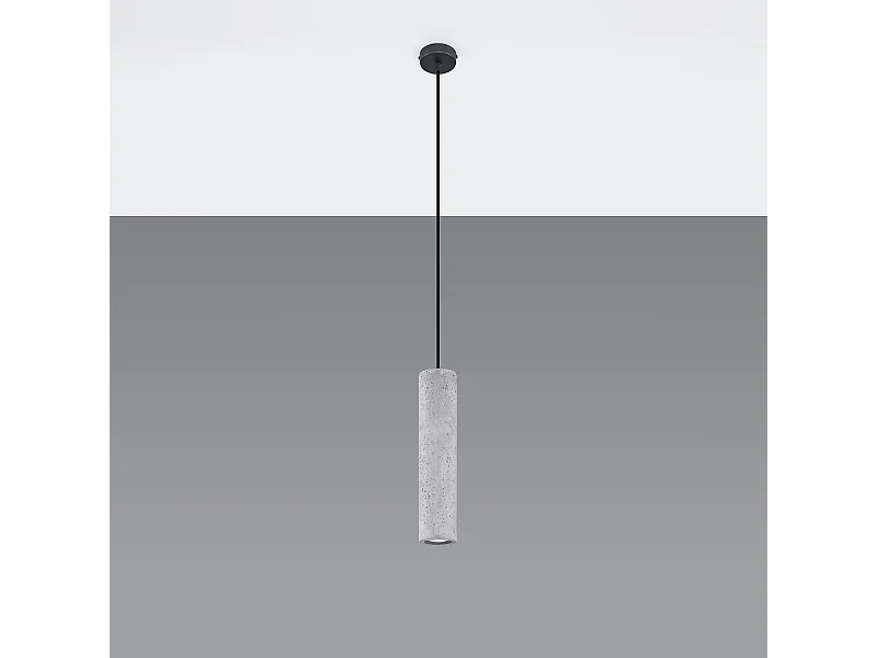 Lampy wiszące industrialny Solvix, beton - 1 źródło światła 4000K - L.8 x H.105 cm - szary