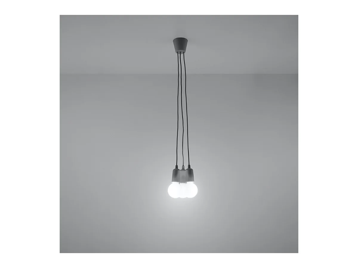 Lampes suspendues Astis moderne en PVC - 3 sources lumineuses 4000K - L.15 x H.90 cm - gris