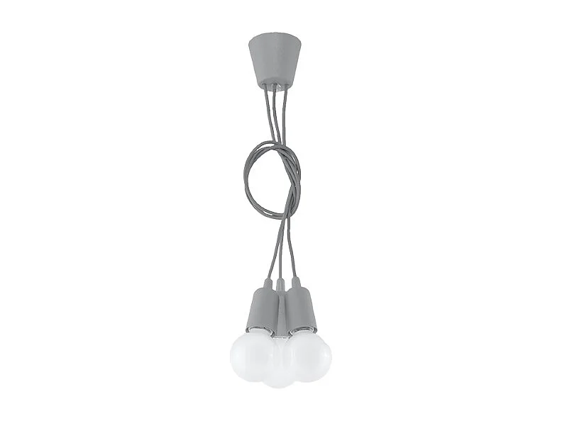 Lampes suspendues Astis moderne en PVC - 3 sources lumineuses 4000K - L.15 x H.90 cm - gris