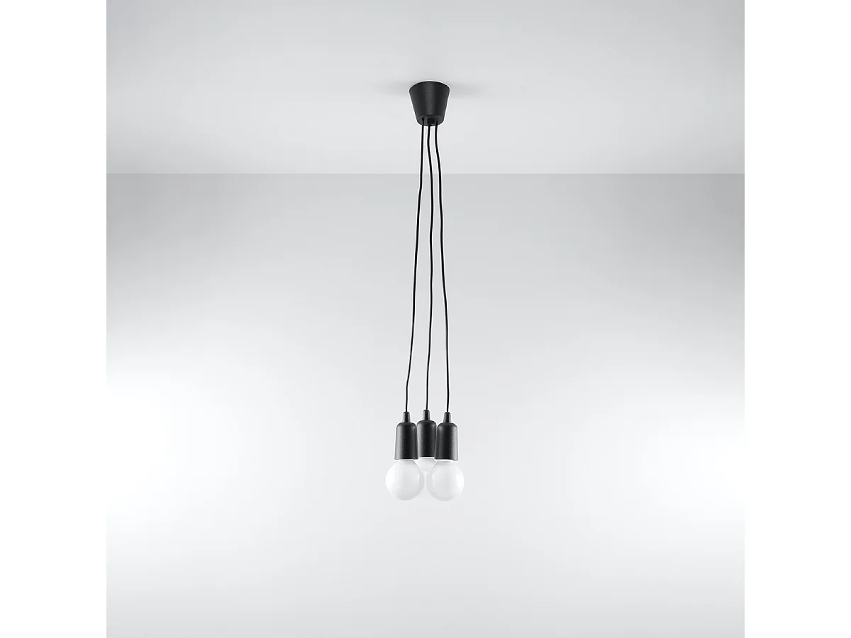 Hanglampen Astis modern van  - 3 lichtbronnen 4000K - L.15 x H.90 cm - zwart