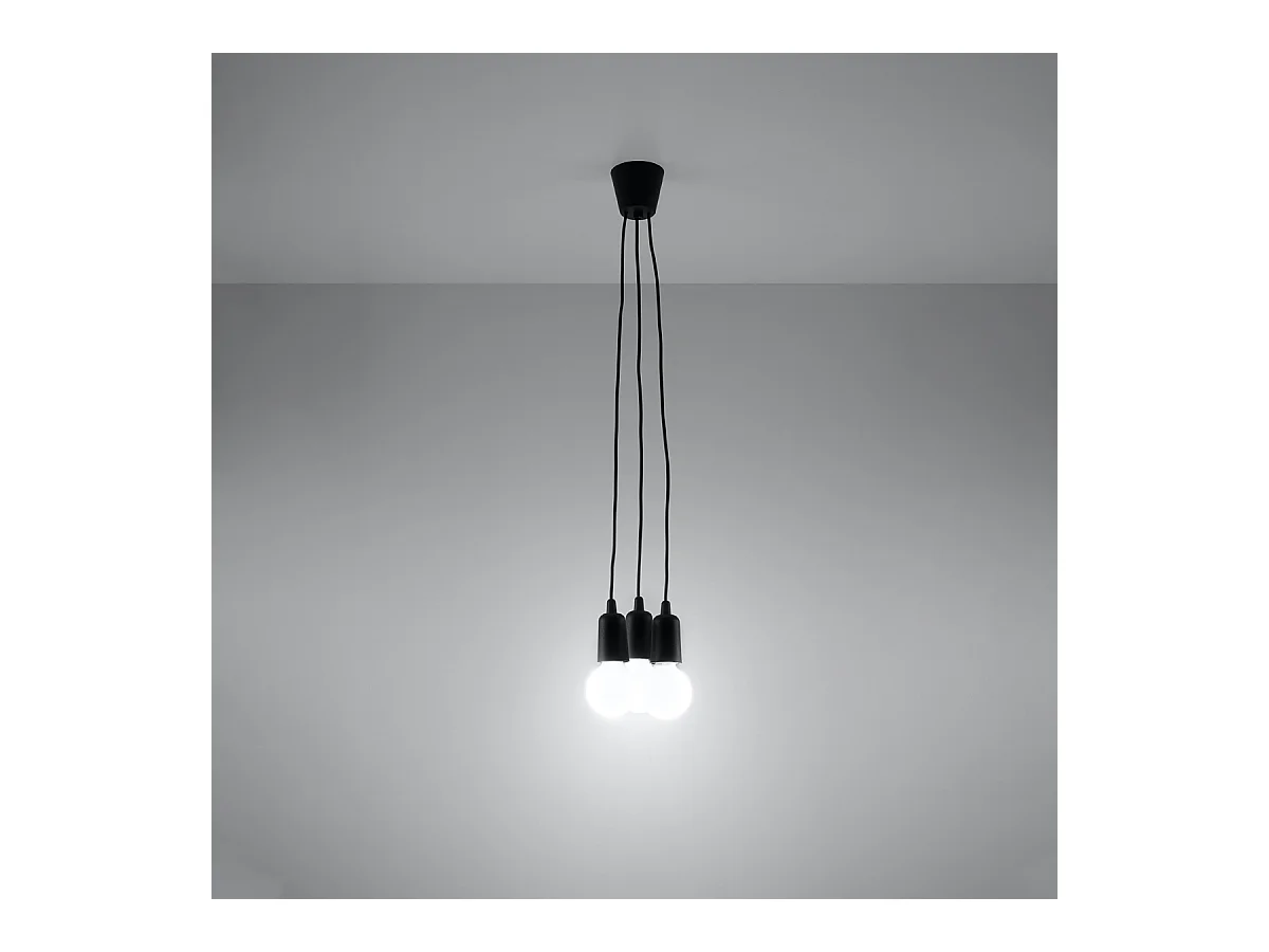 Hanglampen Astis modern van  - 3 lichtbronnen 4000K - L.15 x H.90 cm - zwart
