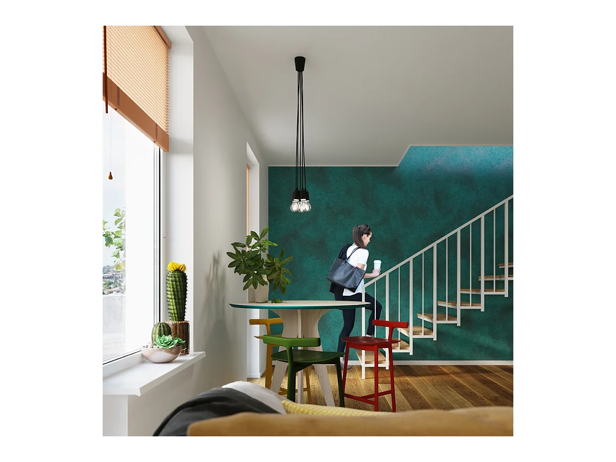 Hanglampen Astis modern van  - 3 lichtbronnen 4000K - L.15 x H.90 cm - zwart