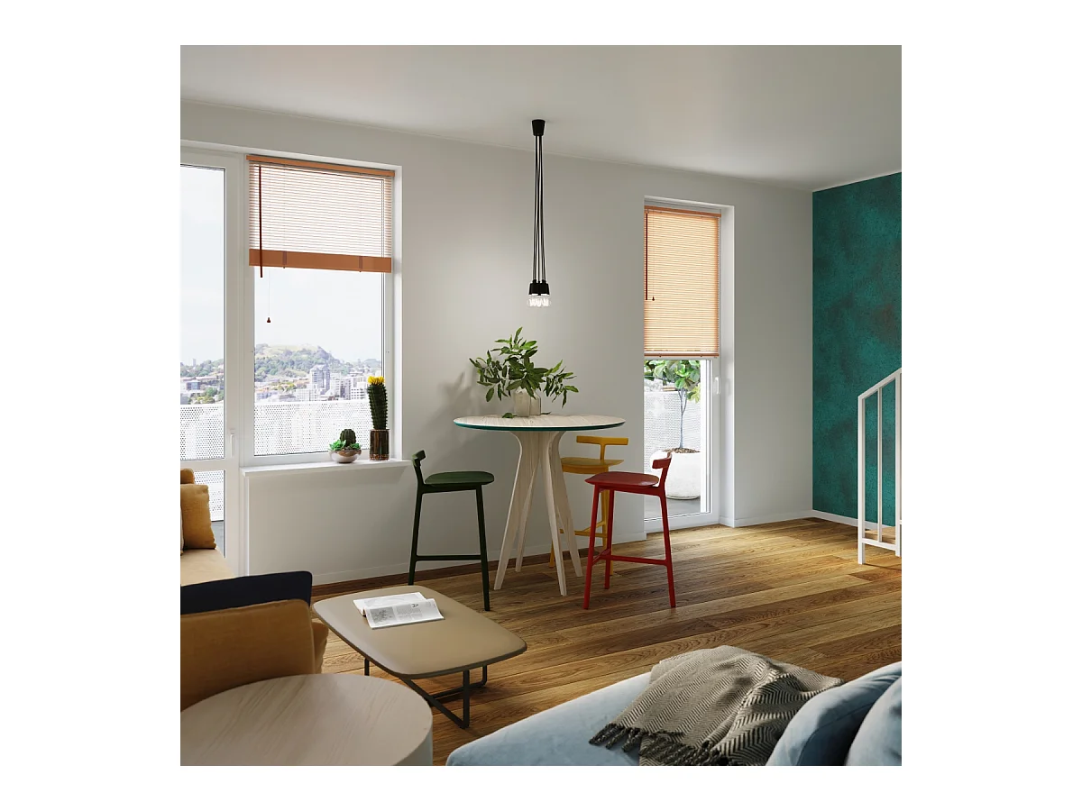 Hanglampen Astis modern van  - 3 lichtbronnen 4000K - L.15 x H.90 cm - zwart