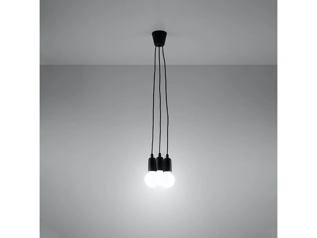 Lampes suspendues Astis moderne en PVC - 3 sources lumineuses 4000K - L.15 x H.90 cm - noir