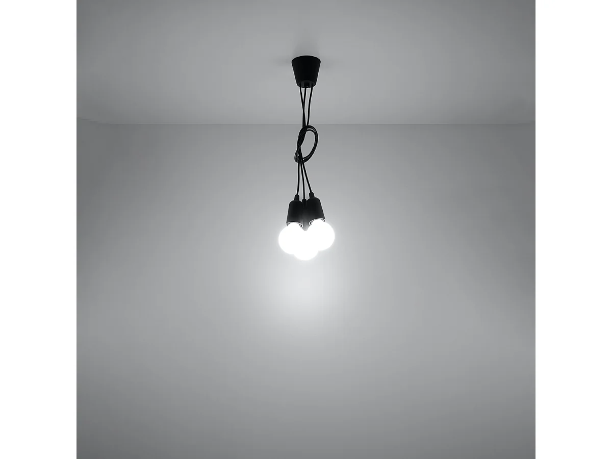 Lampes suspendues Astis moderne en PVC - 3 sources lumineuses 4000K - L.15 x H.90 cm - noir