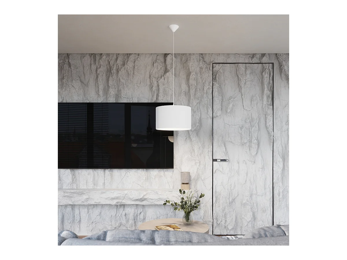 Lampes suspendues Gloxo minimaliste en tissu/PVC - 1 sources lumineuses 4000K - L.30 x H.88 cm - blanc