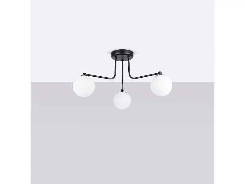 Kroonluchter Bealy minimalistisch van  - 3 lichtbronnen 4000K - L.62 x H.29 cm - zwart/wit