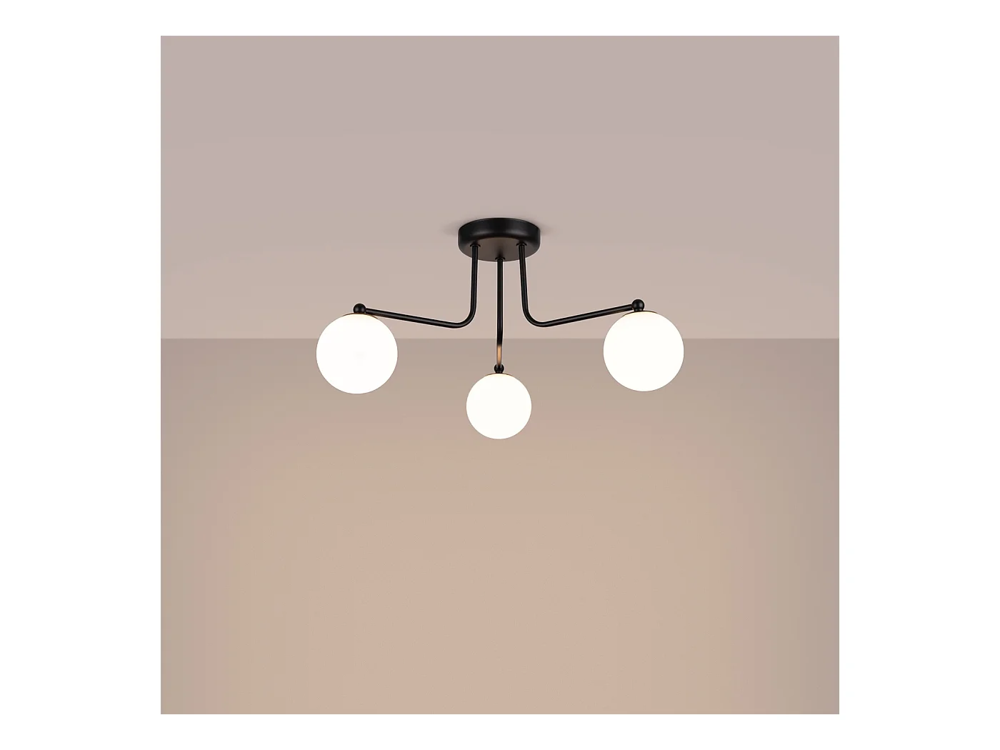 Kroonluchter Bealy minimalistisch van  - 3 lichtbronnen 4000K - L.62 x H.29 cm - zwart/wit