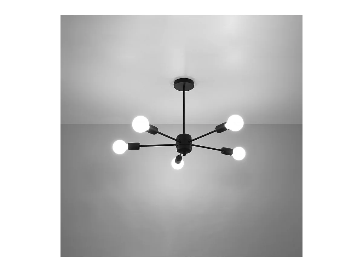 Lustres Lingoro moderne en acier - 5 sources lumineuses 3000K - L.66 x H.46 cm - noir