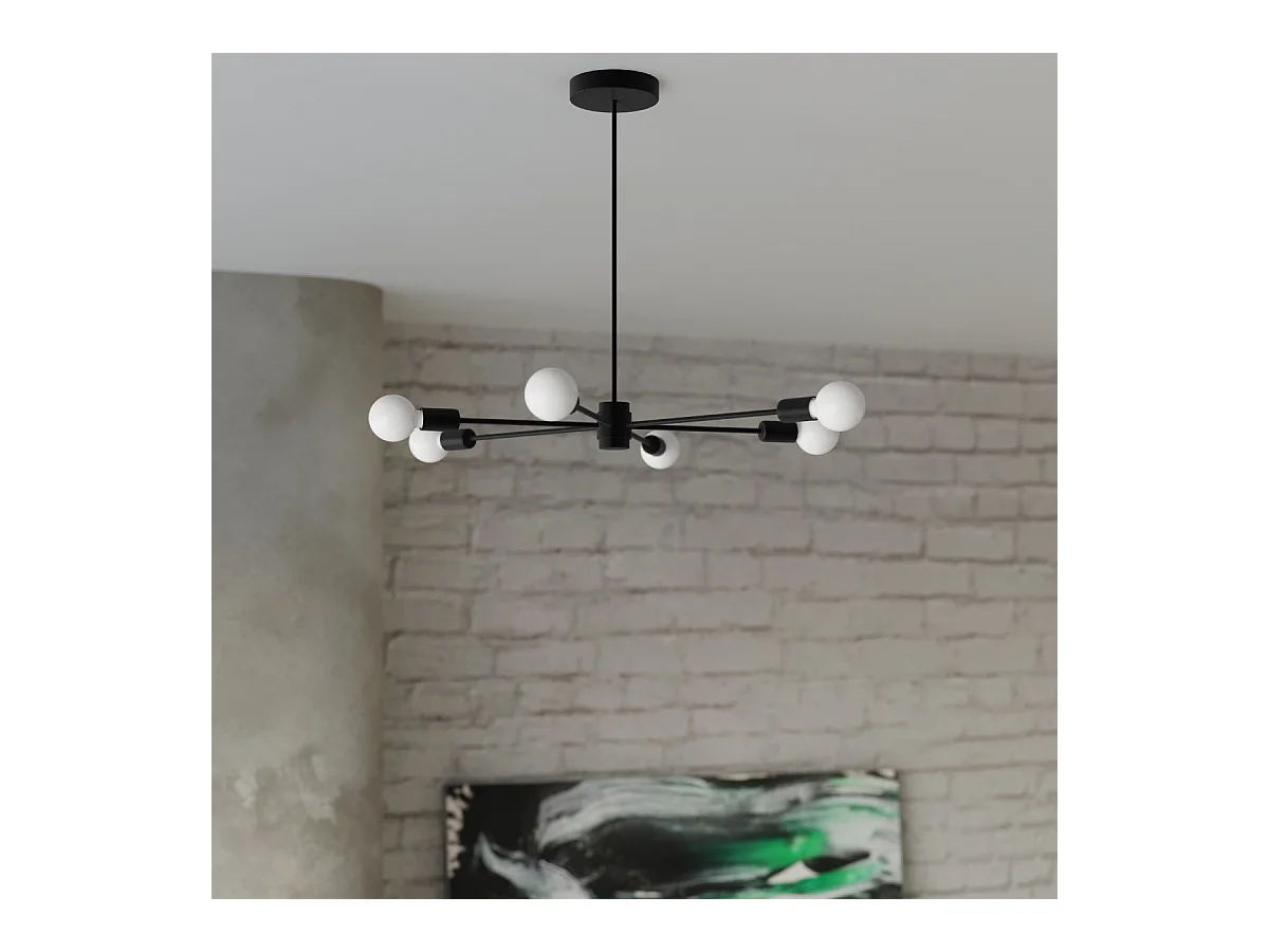 Lustres Lingoro moderne en acier - 5 sources lumineuses 3000K - L.66 x H.46 cm - noir