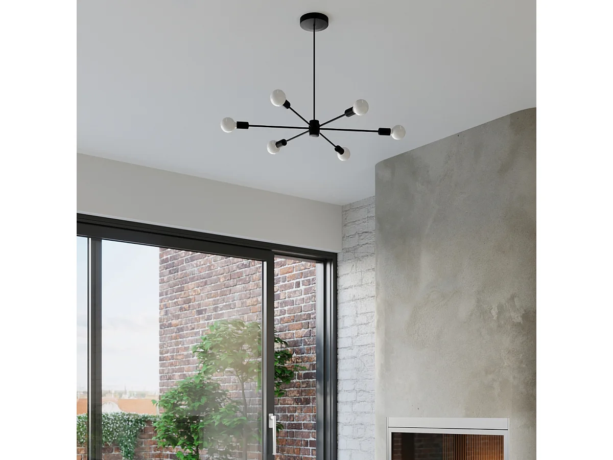 Lustres Lingoro moderne en acier - 5 sources lumineuses 3000K - L.66 x H.46 cm - noir