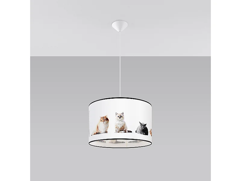 Lampes suspendues Chat moderne en PVC - 1 sources lumineuses 4000K - L.40 x H.95 cm - multicolore
