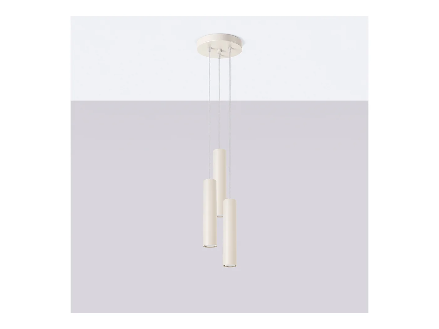 Lampa wisząca loft Toris, stal - 3 źródło światła 4000K - L.19.5 x H.108 cm - beżowy