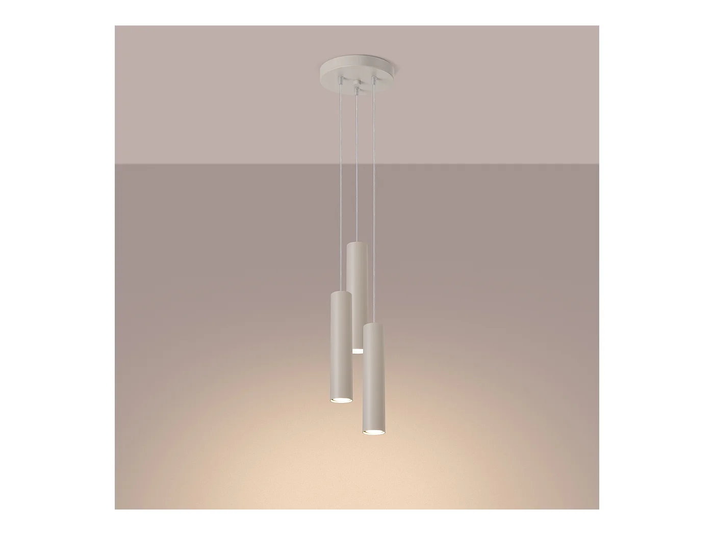 Lampa wisząca loft Toris, stal - 3 źródło światła 4000K - L.19.5 x H.108 cm - beżowy