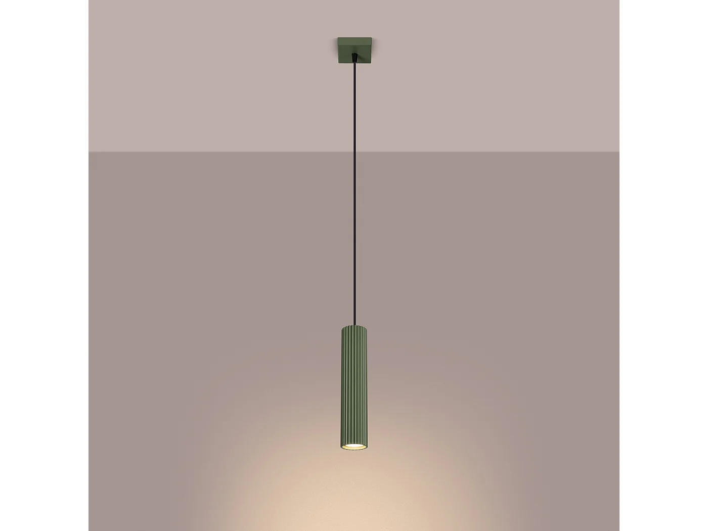 Hanglamp Gloow minimalistisch van  - 1 lichtbronnen 3000K - L.8 x H.118 cm - olijfgroen