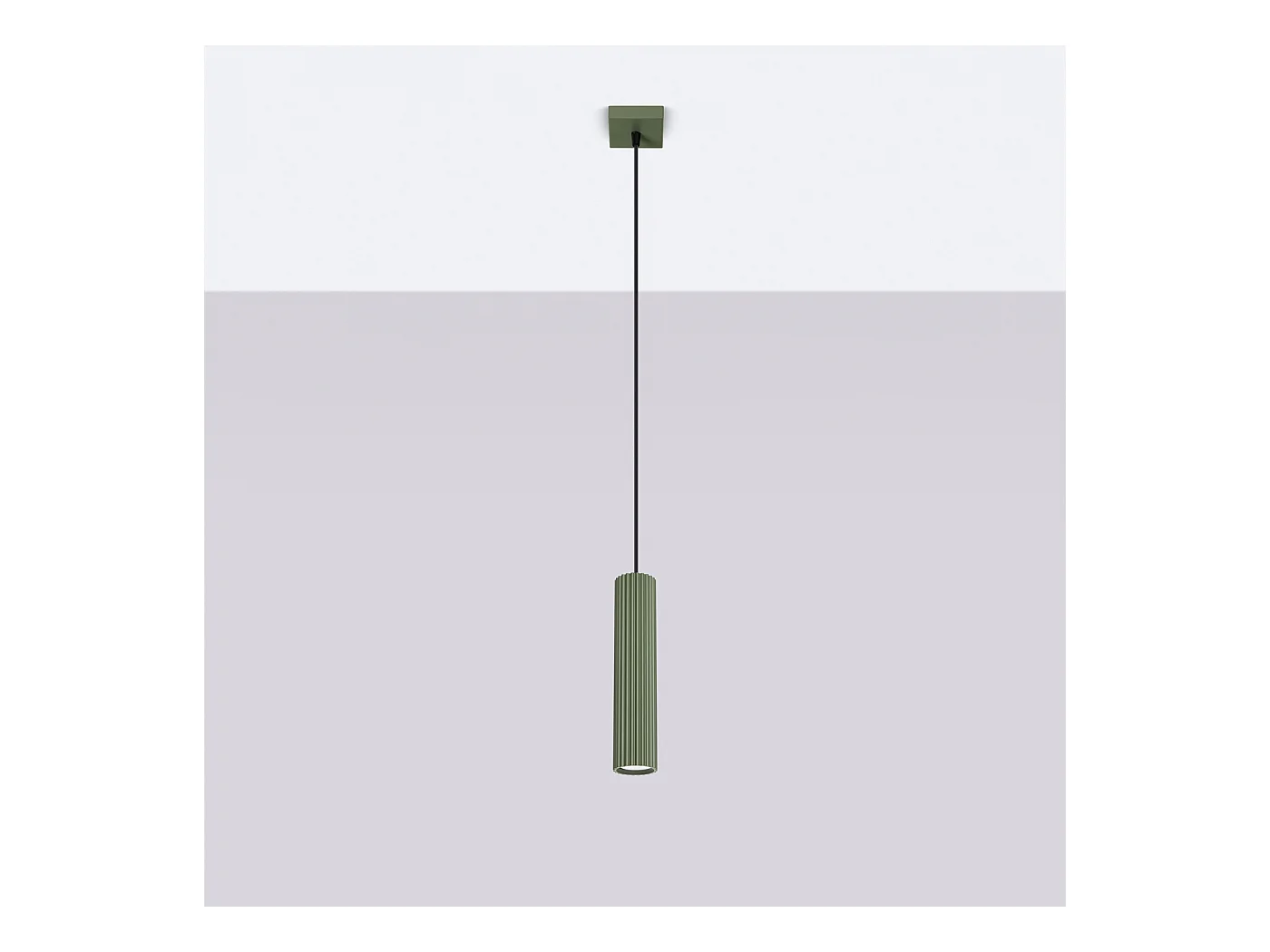 Hanglamp Gloow minimalistisch van  - 1 lichtbronnen 3000K - L.8 x H.118 cm - olijfgroen