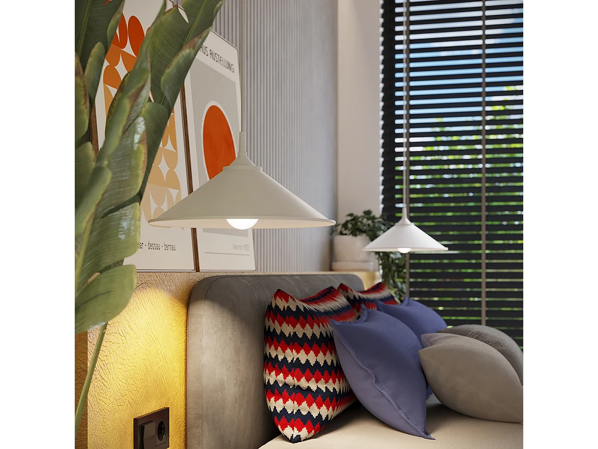 Lampes suspendues Paloa scandinave en acier - 1 sources lumineuses 4000K - L.30 x H.76 cm - blanc