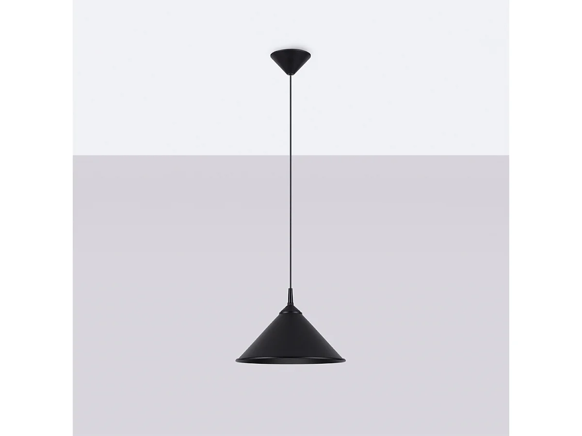 Lampes suspendues Paloa scandinave en acier - 1 sources lumineuses 3000K - L.30 x H.76 cm - noir
