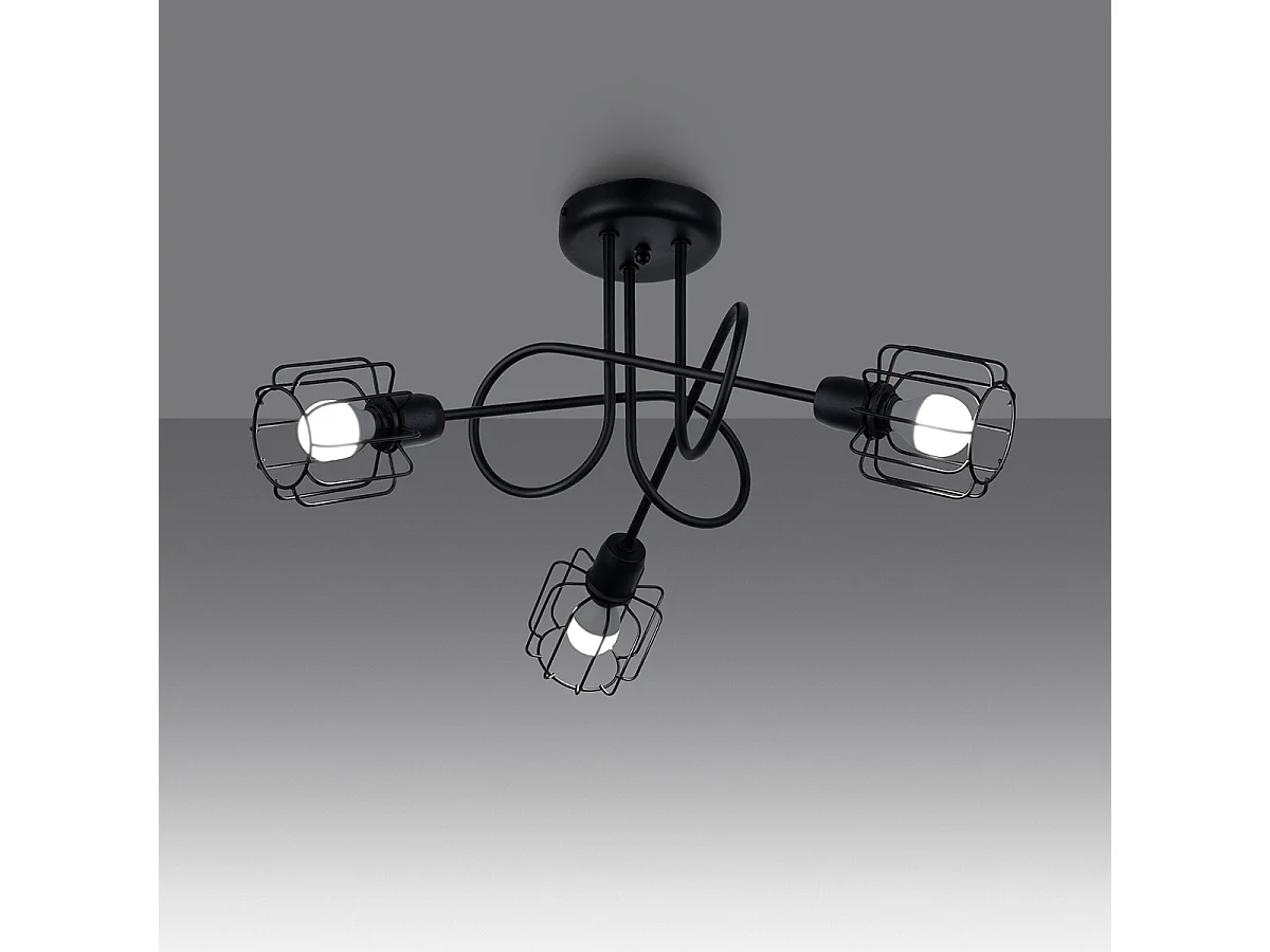 Lustres Celubi moderne en acier - 3 sources lumineuses 4000K - L.48 x H.28,5 cm - noir