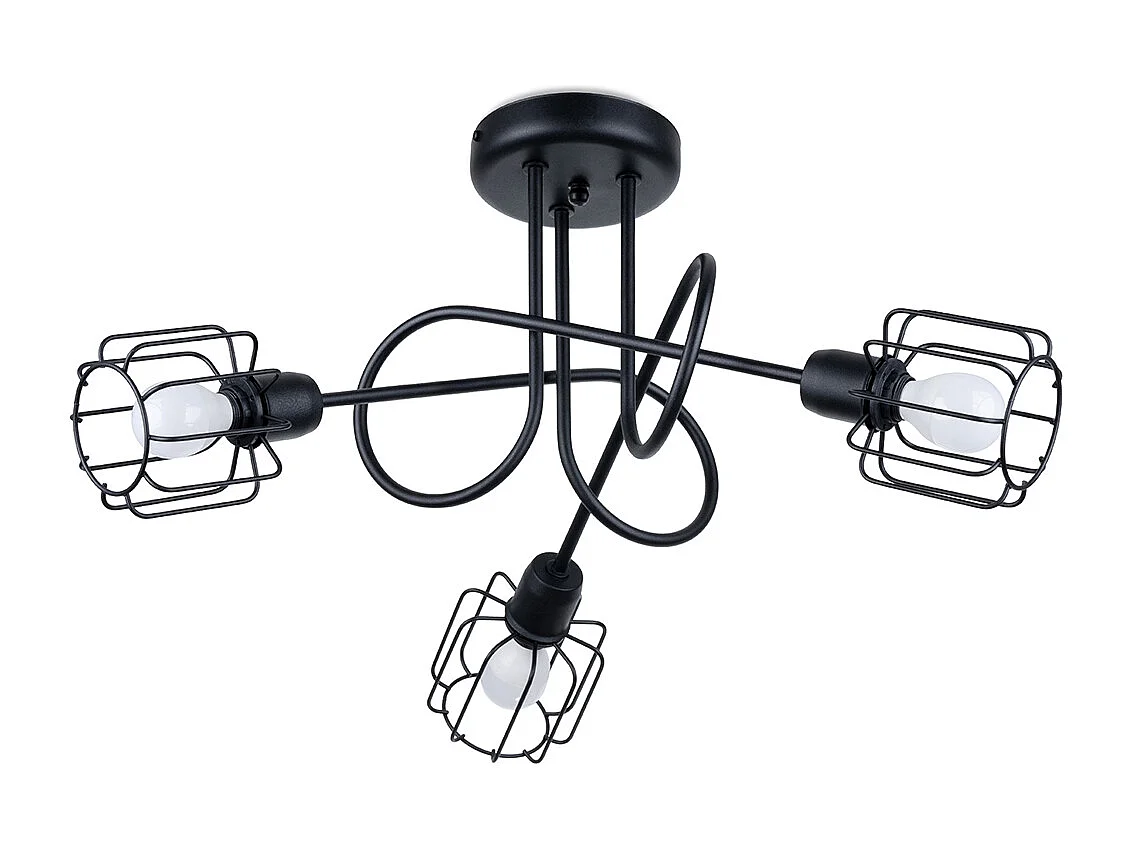 Lustres Celubi moderne en acier - 3 sources lumineuses 4000K - L.48 x H.28,5 cm - noir