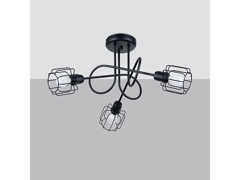 Lustres Celubi moderne en acier - 3 sources lumineuses 4000K - L.48 x H.28,5 cm - noir