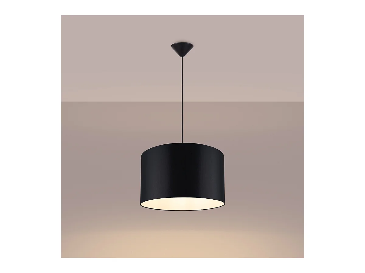 Lampy wiszące minimalistyczny Gloxo, tkanina/PCV - 1 źródło światła 4000K - L.40 x H.88 cm - czarny