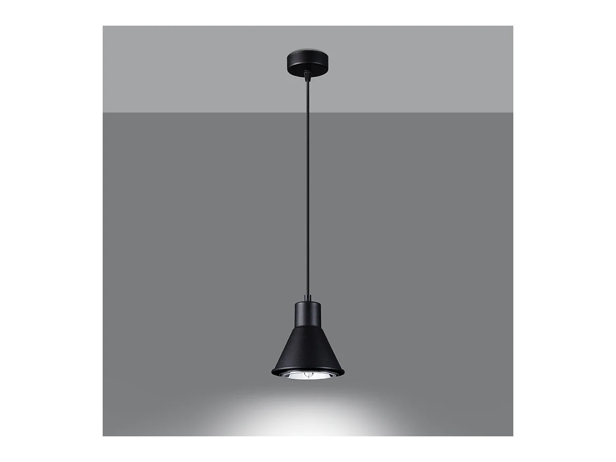 Lampade a sospensione Zylata moderno di acciaio - 1 sorgenti luminose 4000K - L.14 x A.120 cm - nero