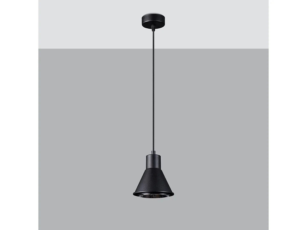 Lampes suspendues Zylata moderne en acier - 1 sources lumineuses 4000K - L.14 x H.120 cm - noir