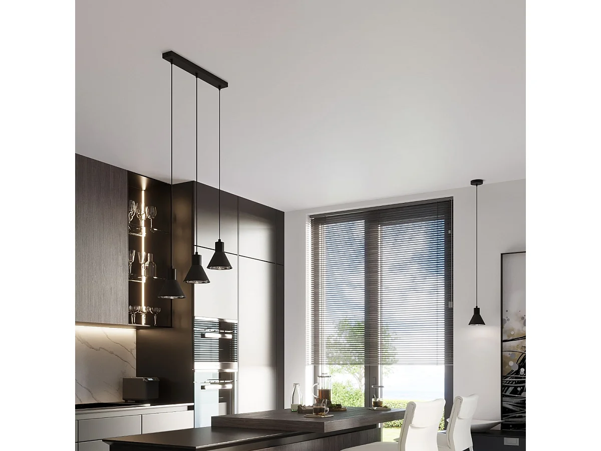 Lampes suspendues Zylata moderne en acier - 1 sources lumineuses 4000K - L.14 x H.120 cm - noir