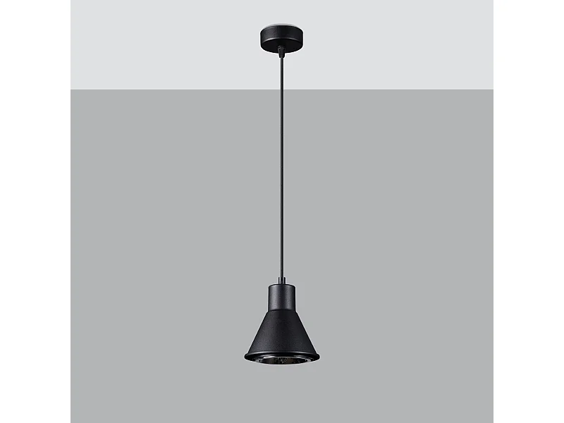 Lampes suspendues Zylata moderne en acier - 1 sources lumineuses 4000K - L.14 x H.120 cm - noir