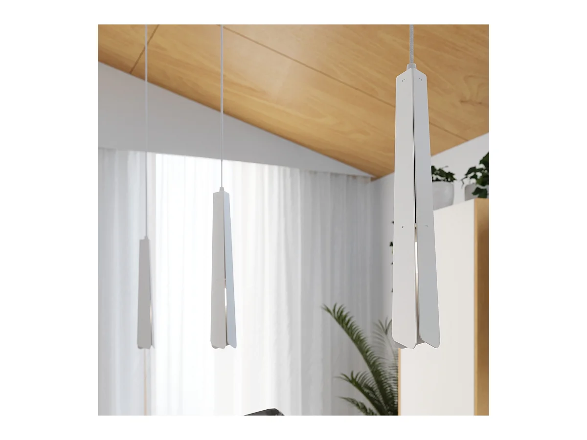 Lampy wiszące skandynawski Astel, stal - 1 źródło światła 4000K - L.8 x H.120 cm - biały