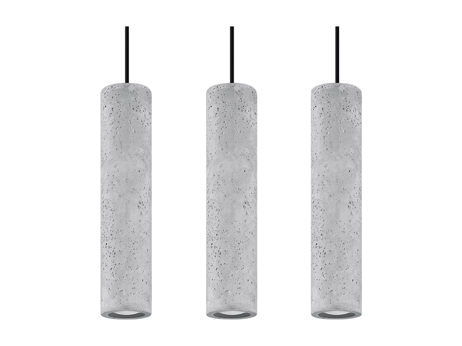 Lampy wiszące industrialny Solvix, beton - 3 źródło światła 4000K - L.45 x H.90 cm - szary