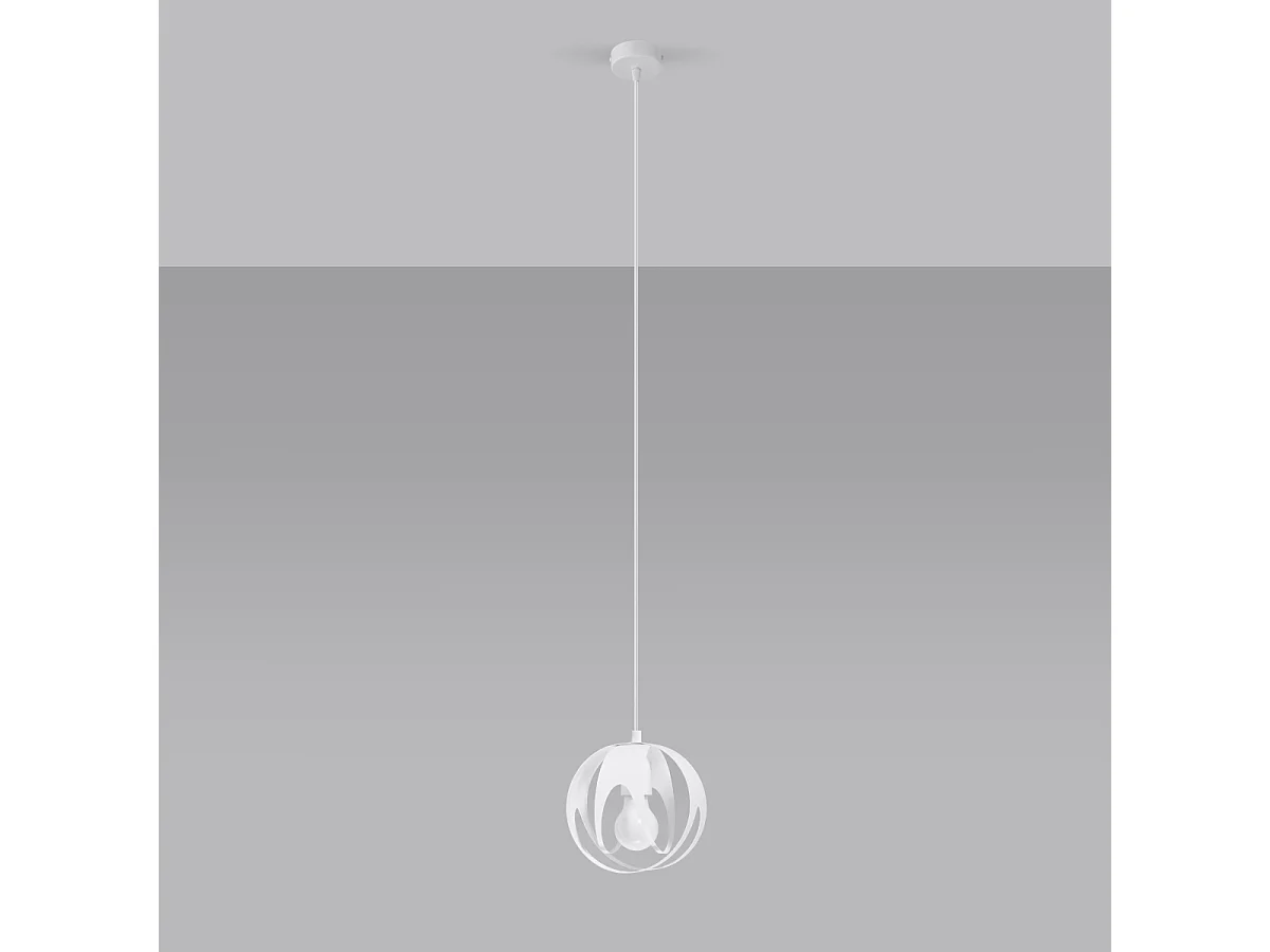 Lampy wiszące nowoczesny Brive, stal - 1 źródło światła 4000K - L.16 x H.125 cm - biały