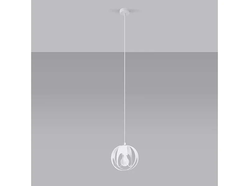 Lampy wiszące nowoczesny Brive, stal - 1 źródło światła 4000K - L.16 x H.125 cm - biały