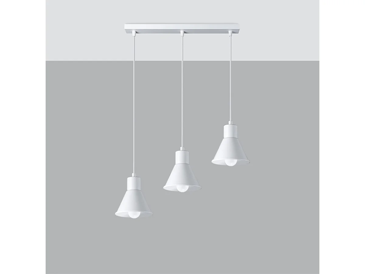 Lampes suspendues Faldura moderne en acier - 3 sources lumineuses 4000K - L.45 x H.120 cm - blanc