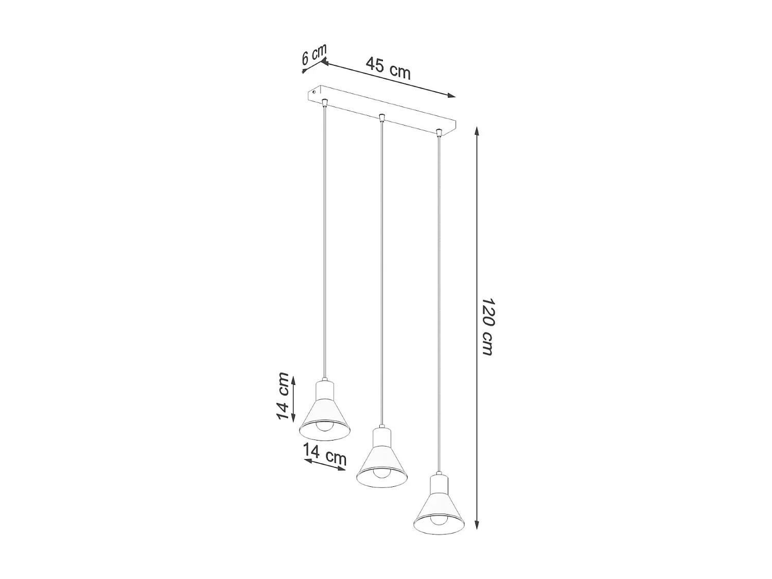 Lampes suspendues Faldura moderne en acier - 3 sources lumineuses 4000K - L.45 x H.120 cm - blanc
