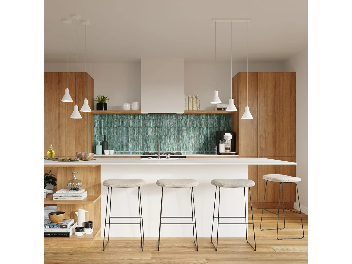 Lampes suspendues Faldura moderne en acier - 3 sources lumineuses 4000K - L.45 x H.120 cm - blanc