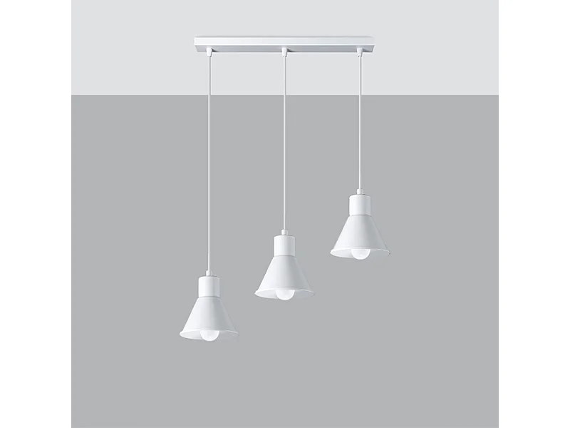 Lampes suspendues Faldura moderne en acier - 3 sources lumineuses 4000K - L.45 x H.120 cm - blanc