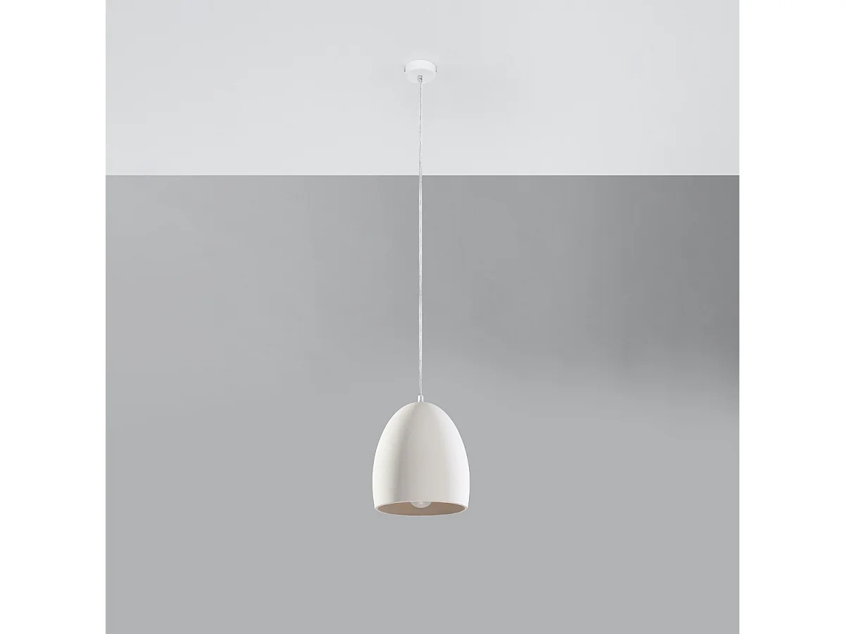 Lampes suspendues Darow moderne en céramique - 1 sources lumineuses 4000K - L.30 x H.122 cm - blanc